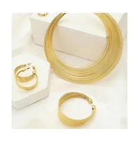 Sohi Women's Gold Wire Cluster Necklace, Earrings, Bracelet And Ring (Set Of 4)