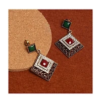 Sohi Women's Gold Rhombus Drop Earrings