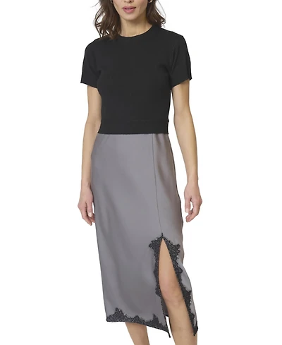 Central Park West Women's Celeste Lace And Sweater Combo Dress