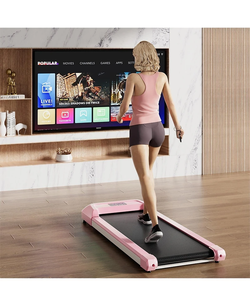 2.25 Hp Walking Pad with Led Display and Remote Control-Pink