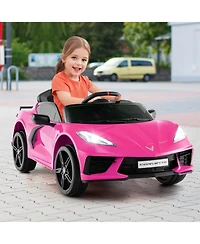 12V Electric Kids Ride On Car Licensed Chevrolet Corvette C8 with Remote Control Ages 3+ Years Old-Pink