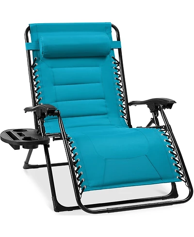 Best Choice Products Oversized Padded Zero Gravity Chair, Folding Outdoor Patio Recliner w/ Side Tray