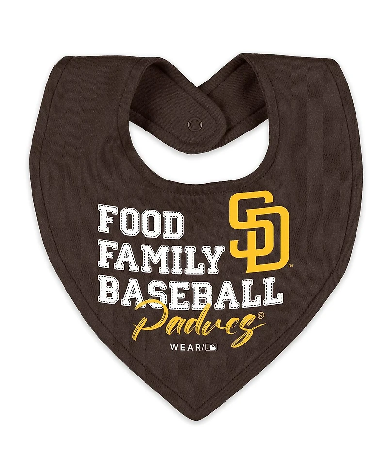 Wear by Erin AndrewsBaby Boys and Girls Heather Gray San Diego Padres Sleep Play Full-Zip Sleeper Bib Set