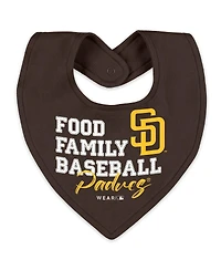 Wear by Erin AndrewsBaby Boys and Girls Heather Gray San Diego Padres Sleep Play Full-Zip Sleeper Bib Set