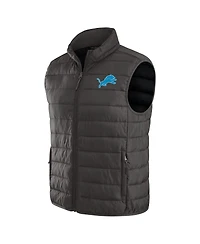 Fanatics Men's Charcoal Detroit Lions Packable Full-Zip Vest with Travel Bag