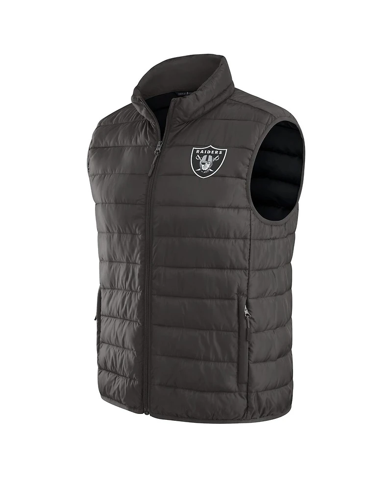 Fanatics Men's Black Las Vegas Raiders Packable Full-Zip Vest with Travel Bag