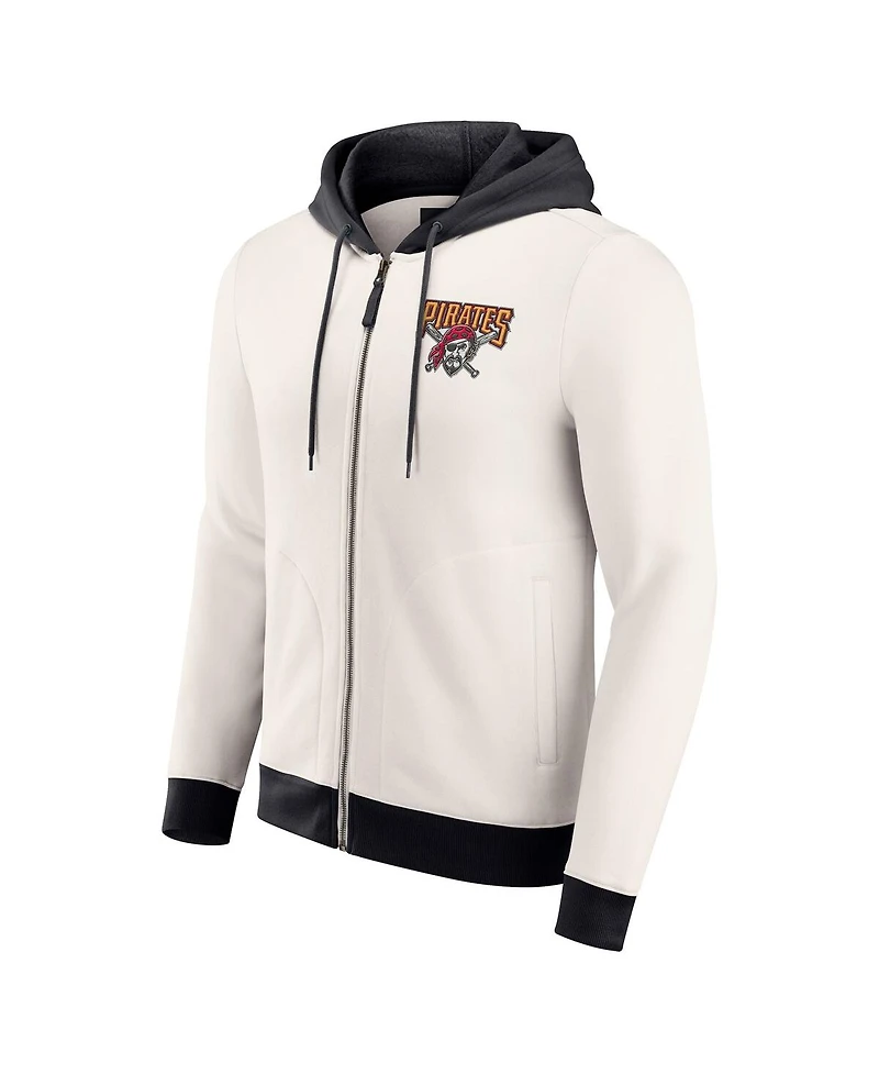 Fanatics Men's Cream Pittsburgh Pirates Polar Fleece Full-Zip Hoodie