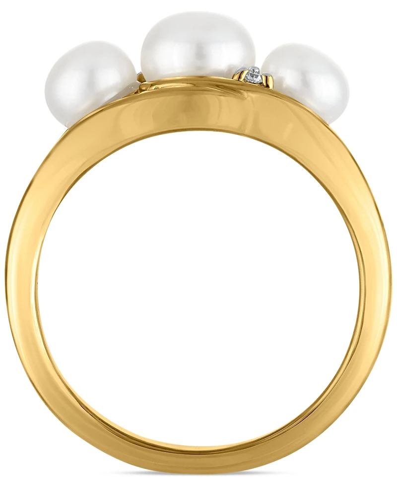 Macy's Cultured Freshwater Pearl and Cubic Zirconia Ring (2.77 ct. t.w.) in 14K Gold over Sterling Silver