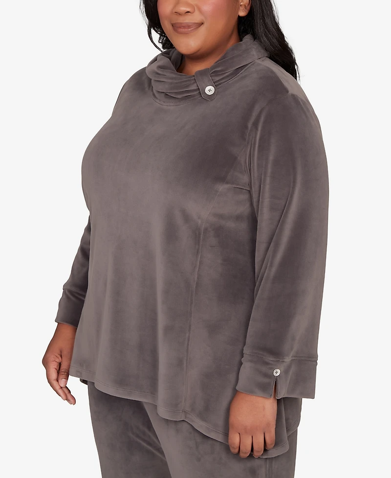 Alfred Dunner Plus Calm Luxe Cowl Neck Top