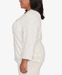 Alfred Dunner Plus Calm Luxe Space Dye Knit Top With Necklace
