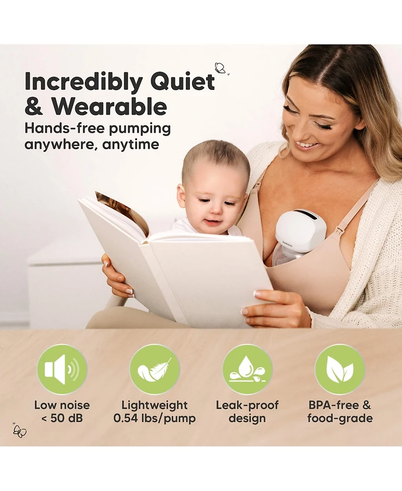 KeaBabies Pulse S10 Pro Breast Pump Hands Free, Electric Wearable Breastfeeding Pump, With Full Set Soft Silicone Flange Inserts