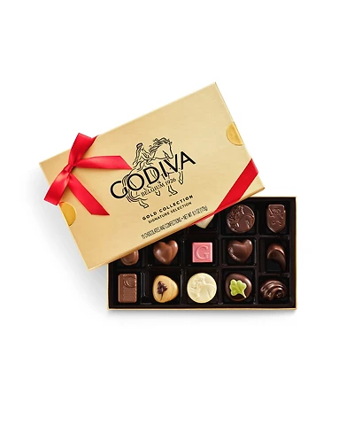 Godiva Assorted Chocolate Gift Box with Red Ribbon, 15 Pieces