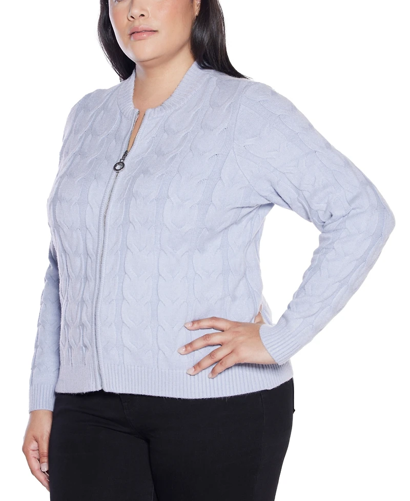 Belldini Plus Black Label Zip Cable Sweater
