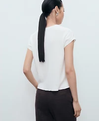 Mango Women's Short-Sleeved Knitted Cotton Sweater