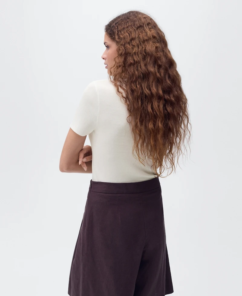 Mango Women's Short-Sleeved Fine-Knit Sweater