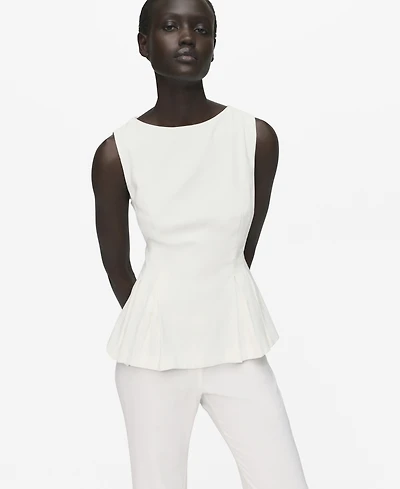 Mango Women's Pleat Detail Peplum Top