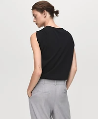 Mango Women's Metallic Detail Short-Sleeved Sweater
