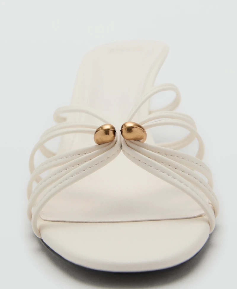 Mango Women's Metallic Detail Kitten Heel Sandals
