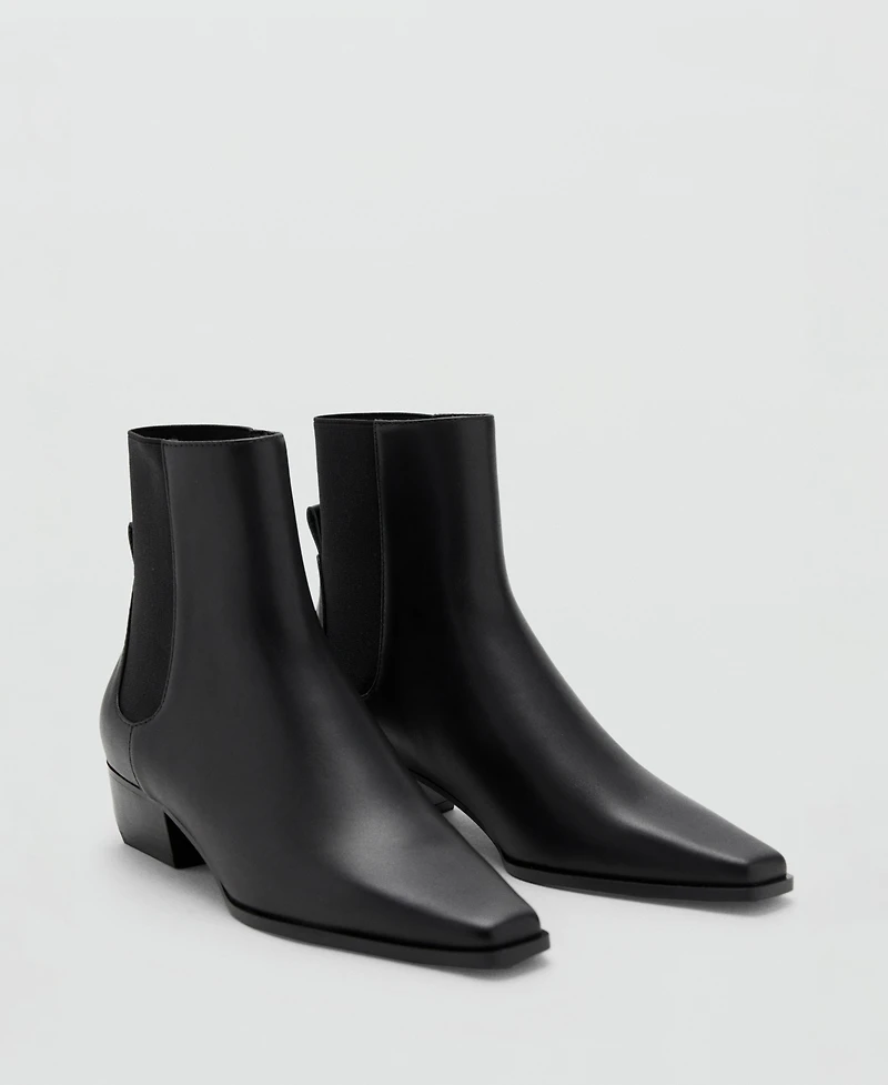 Mango Women's Leather Heeled Boots