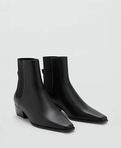 Mango Women's Leather Heeled Boots