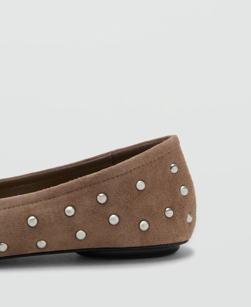Mango Women's Studded Leather Ballet Flats