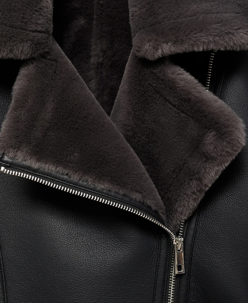 Mango Women's Fur-Effect Biker Jacket