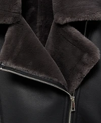 Mango Women's Fur-Effect Biker Jacket