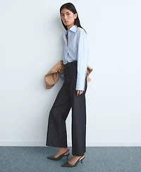 Mango Women's Stitching Detail High-Waisted Culotte Jeans