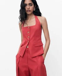 Mango Women's Linen-Blend Suit Vest