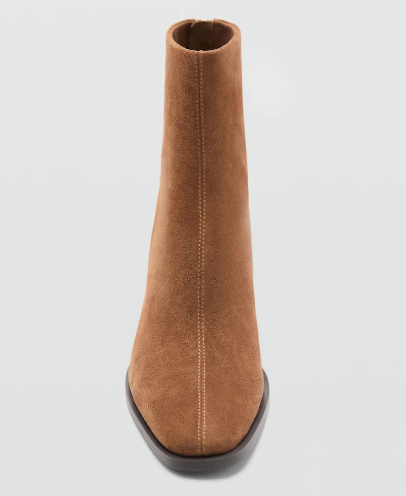 Mango Women's Block Heel Suede Leather Ankle Boots