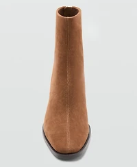 Mango Women's Block Heel Suede Leather Ankle Boots