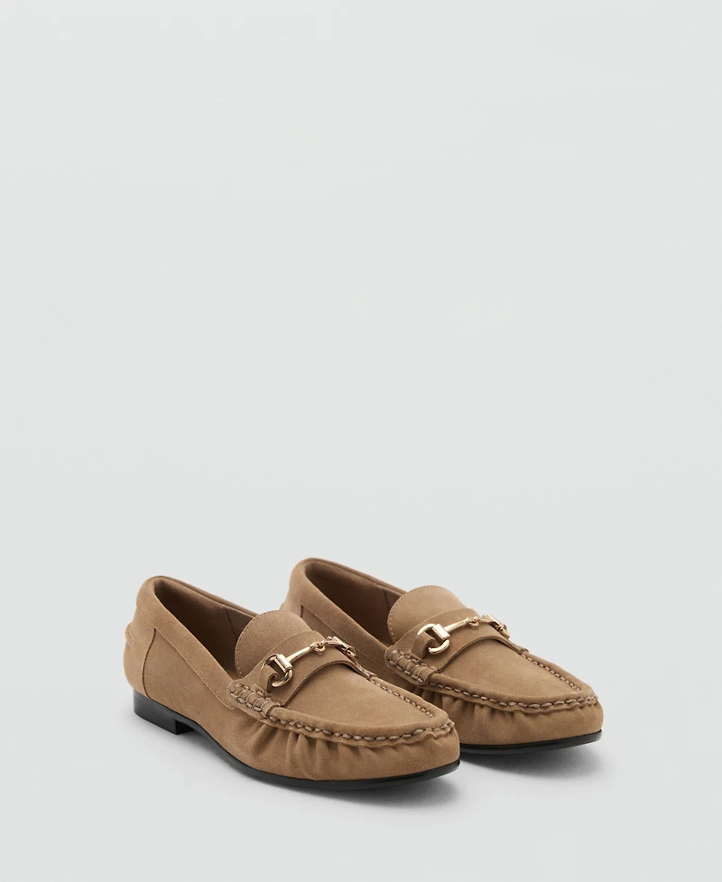 Mango Women's Buckle Suede Moccasins