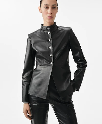 Mango Women's Leather Buttons Jacket