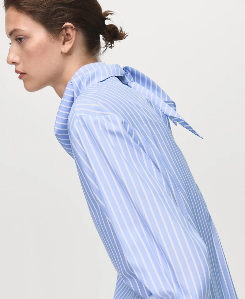 Mango Women's Handkerchief Detail Striped Blouse