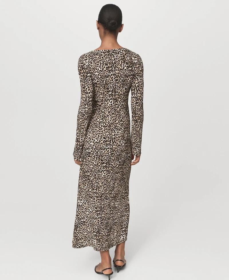 Mango Women's Printed V-Neck Dress