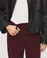 Mango Women's Stitching Detail High-Waisted Wide-Leg Jeans