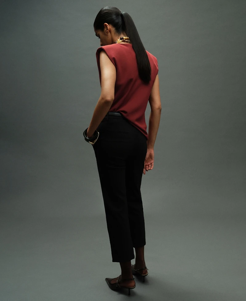 Mango Women's Shoulder Pads Ruched Blouse