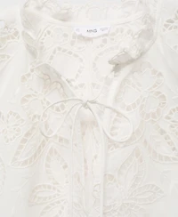 Mango Women's Bows Detail Embroidered Blouse