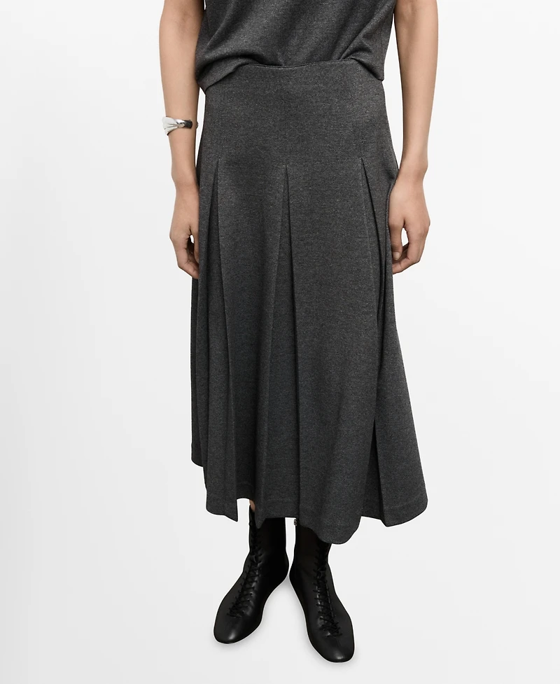 Mango Women's Pleated A-Line Skirt