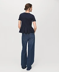 Mango Women's Short-Sleeved Peplum T-Shirt