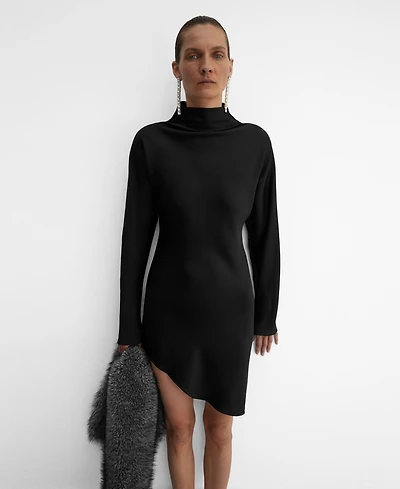 Mango Women's Asymmetrical Satin-Finish Dress