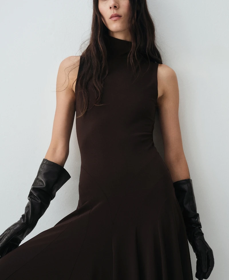 Mango Women's Back Opening Godet Dress