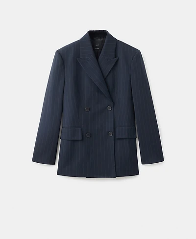 Mango Women's Double-Breasted Pinstripe Blazer