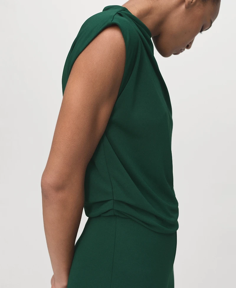 Mango Women's Draped Neckline Straight-Fit Jumpsuit