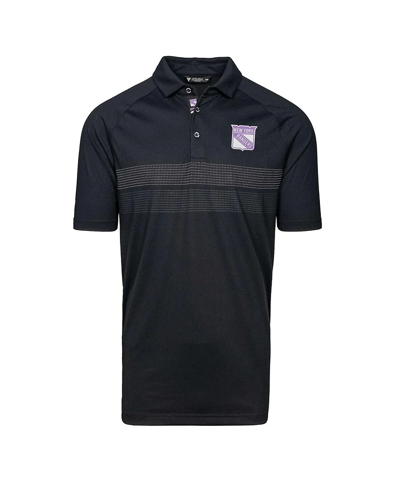 LevelWear Men's Black New York Rangers Hockey Fights Cancer Draft Day Mason Polo Shirt