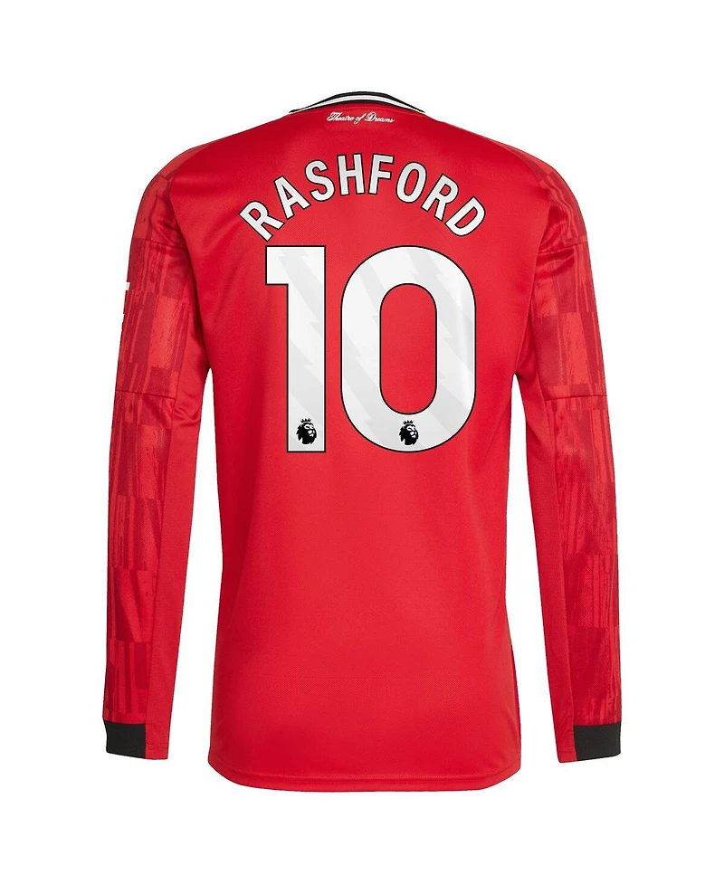 Adidas Men's Marcus Rashford Red Manchester United Home 2025/26 Replica Player Long Sleeve Jersey