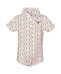 Garb Baby Boys and Girls Burnt Orange Texas Longhorns Tom Allover Print Performance Polo Bodysuit