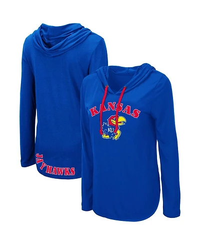 Colosseum Women's Royal Kansas Jayhawks My Lover Lightweight Hooded Long Sleeve T-Shirt