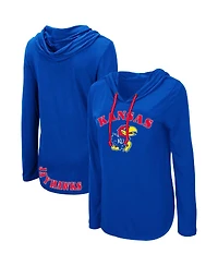 Colosseum Women's Royal Kansas Jayhawks My Lover Lightweight Hooded Long Sleeve T-Shirt