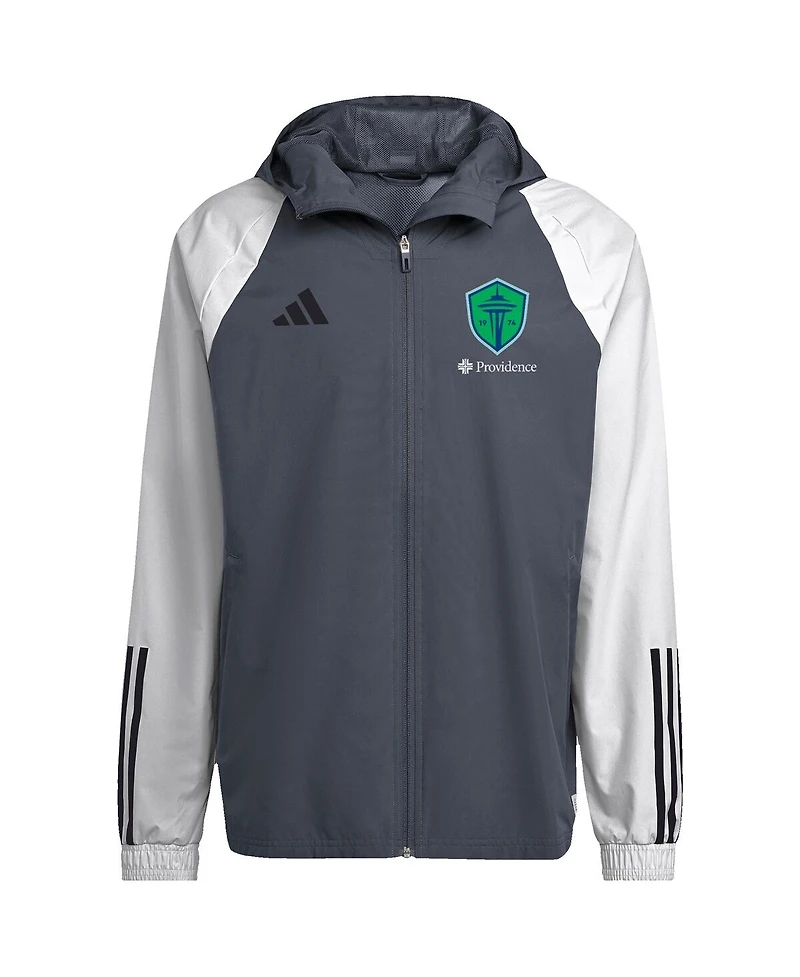Adidas Men's Gray Seattle Sounders Fc 2024 All-Weather Full-Zip Jacket